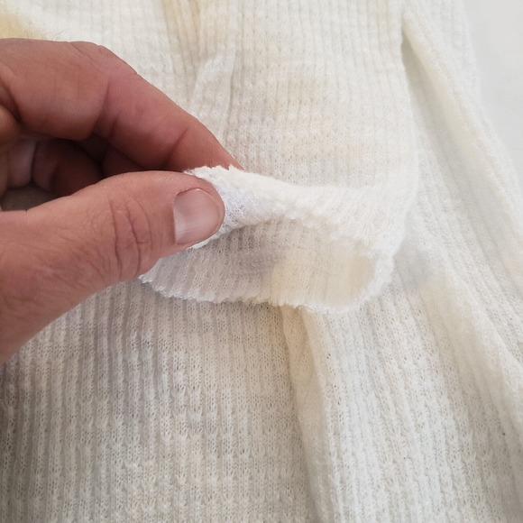 We The Free Womens Long Sleeve Waffle Knit Top Three Button Henley White Sz S - Picture 7 of 10